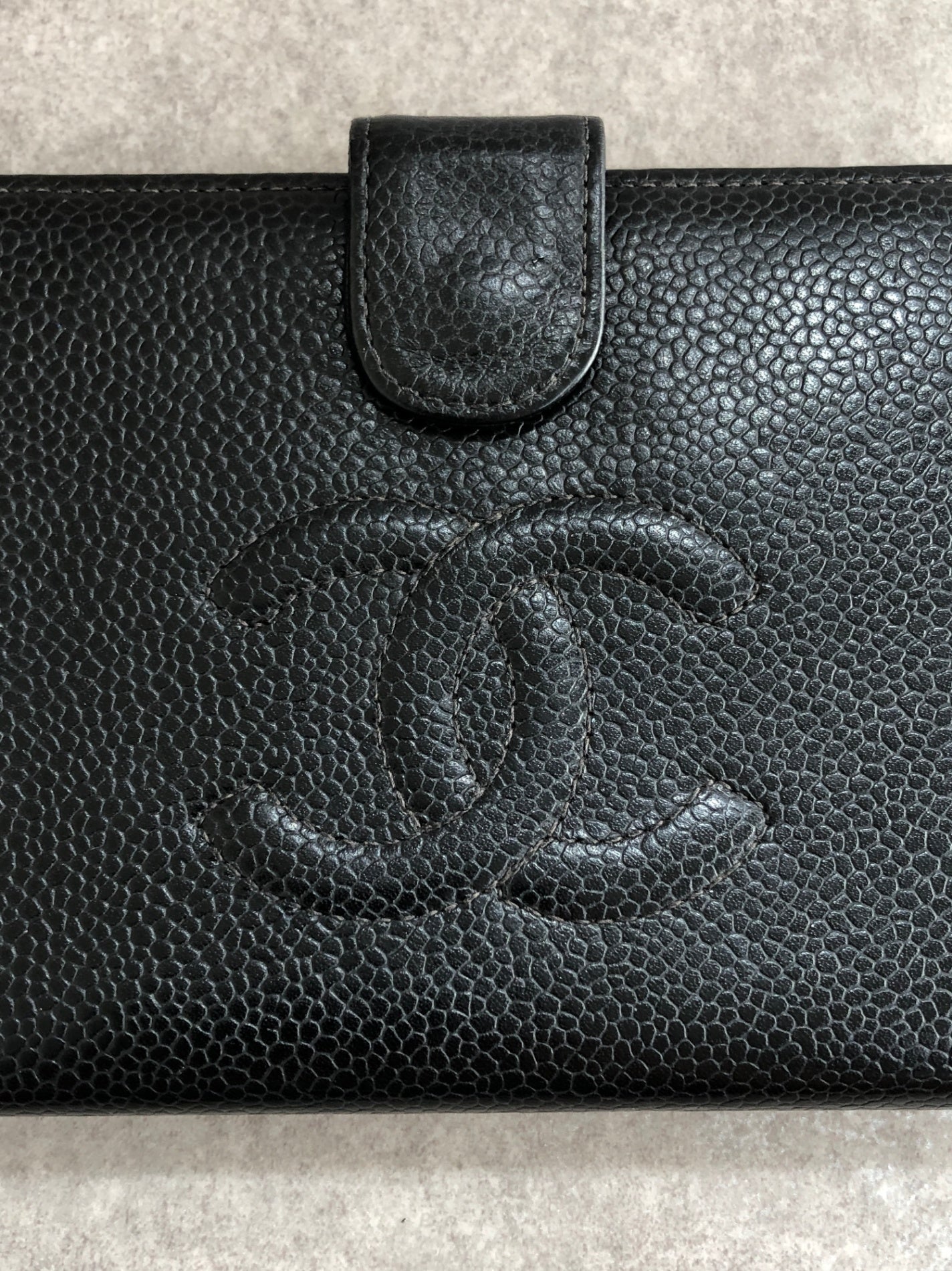 CHANEL Coco Mark Long Wallet Folded Wallet Black Vintage nd3dzs