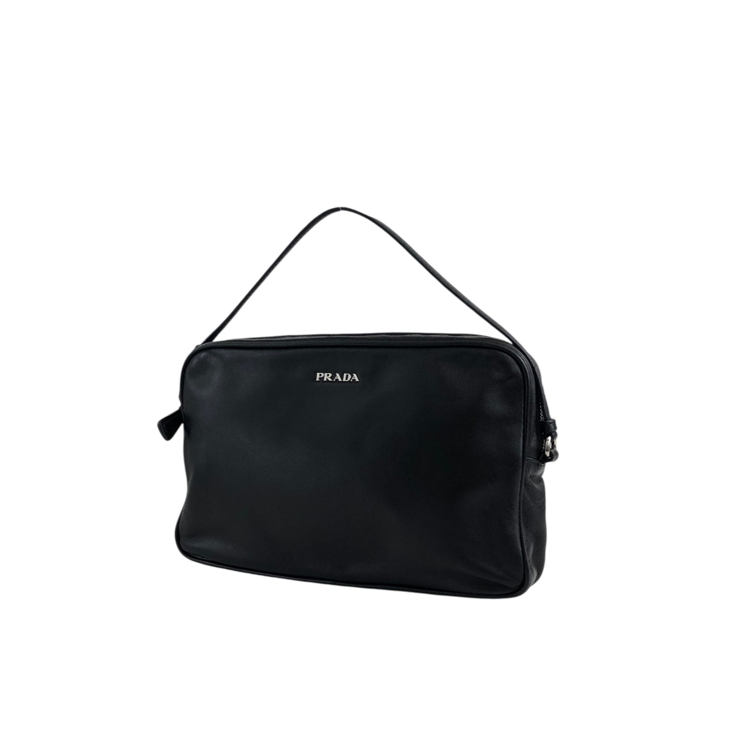 PRADA Logo Pouch Black Vintage e5kf4y