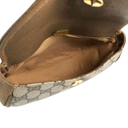 GUCCI Logo Round Shoulder bag Beige Vintage ku752d