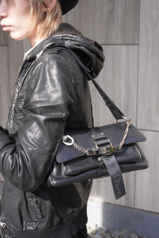 Christian Dior  Shoulder bag Black Leather Hardcore Vintage  zyyhbb