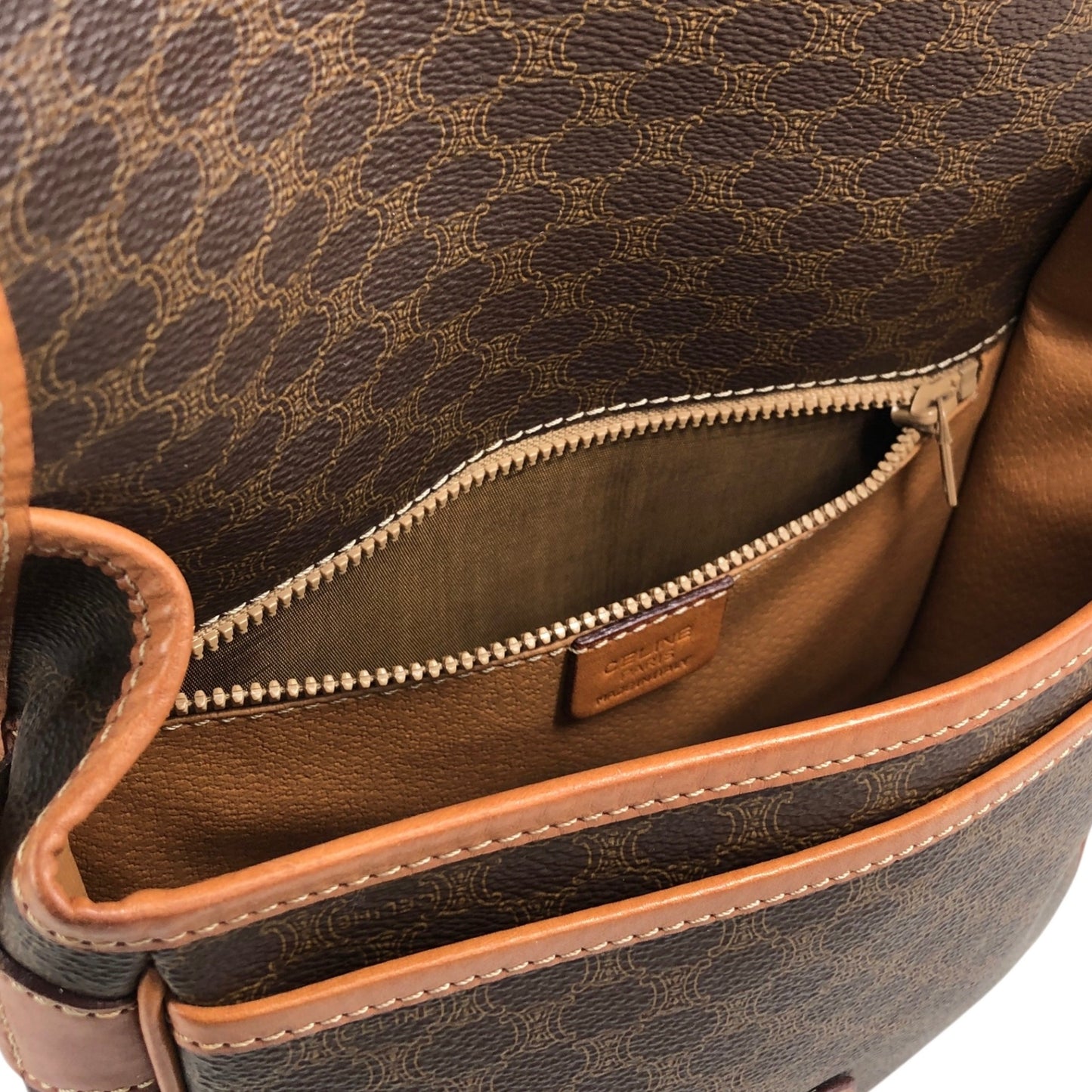 CELINE Macadam Front Buckle Shoulder bag Brown Vintage 5zhw5w