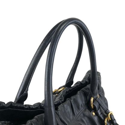 PRADA Logo Two-way Handbag Shoulder bag Black Vintage t5sy7s
