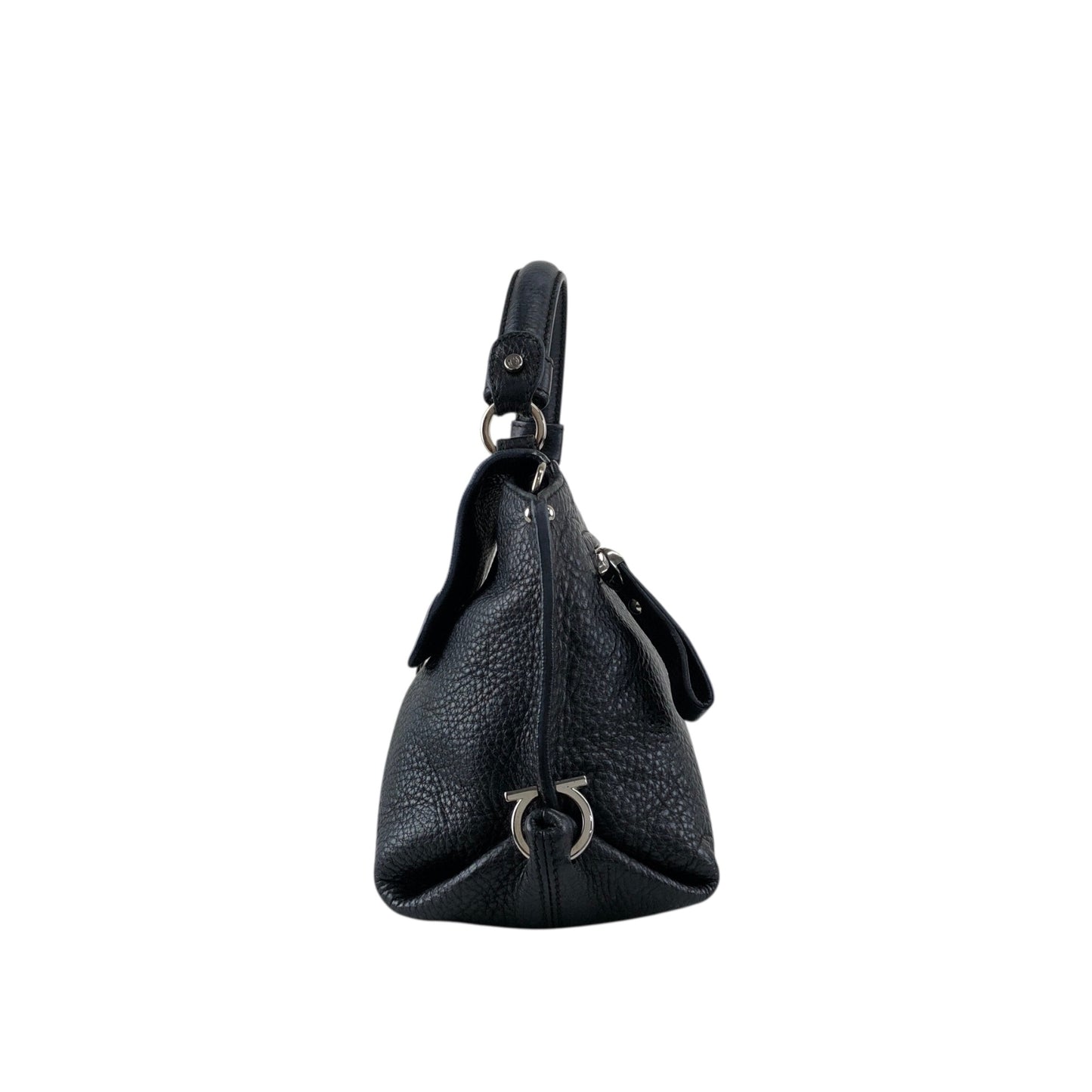 Salvatore Ferragamo Gancini Two-way Handbag Shoulder bag Black Vintage 82dd4b