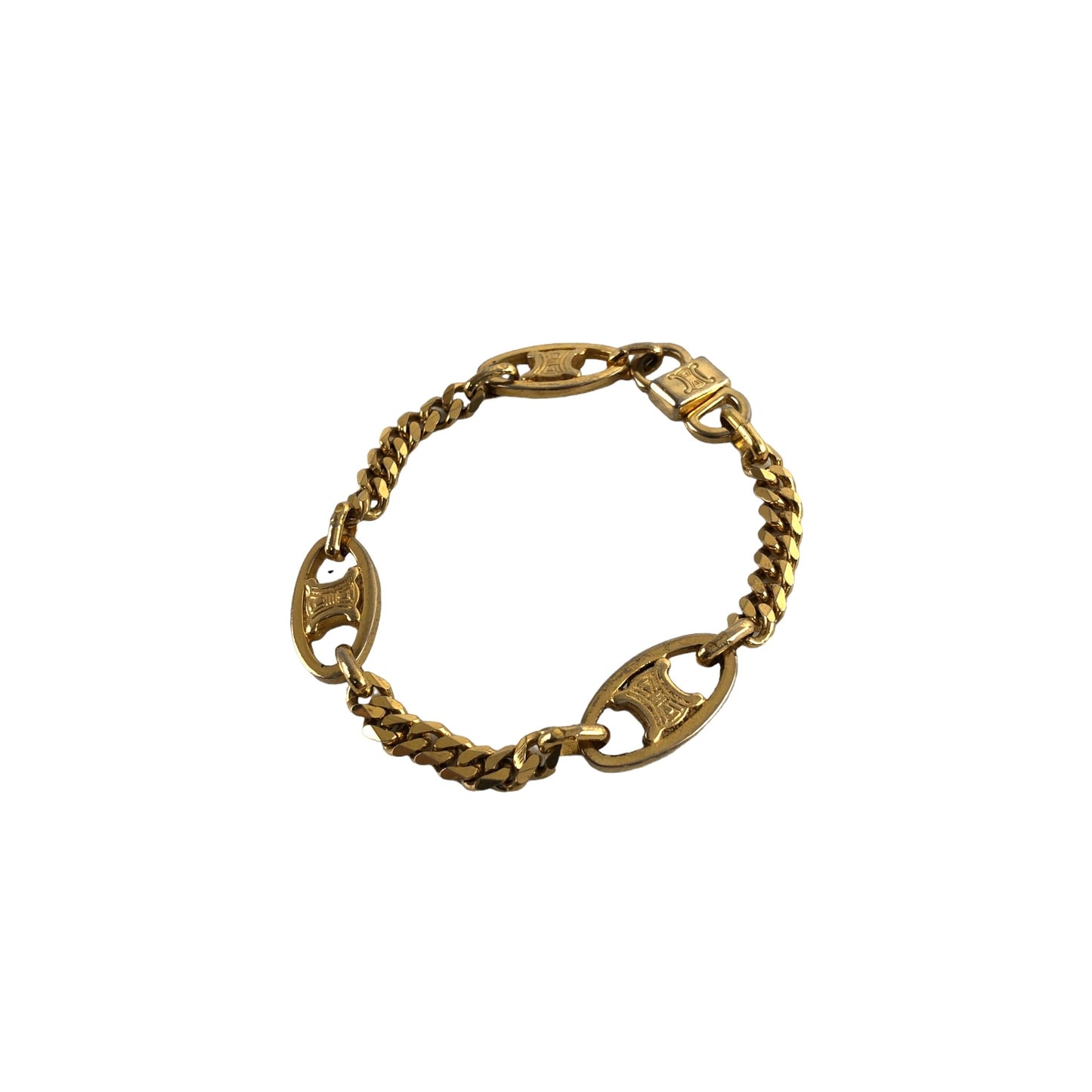 CELINE Blason Bracelet Gold Vintage phz2ic