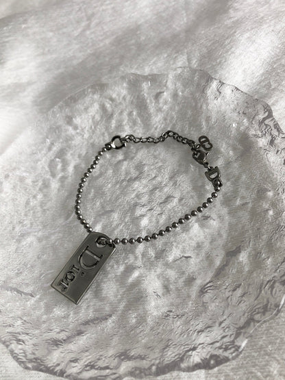 Christian Dior Logo Motif Bracelet Silver Vintage xrmcpn