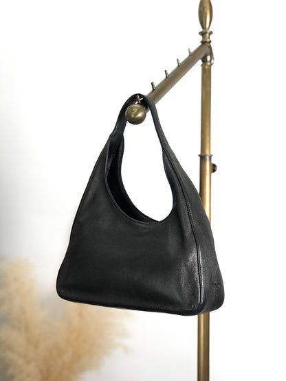 PRADA Logo Embossed Handbag Black Vintage skzrga