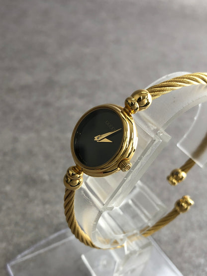 GUCCI Logo Bangle Quartz Watch Gold 2700.2.L Vintage 58benr