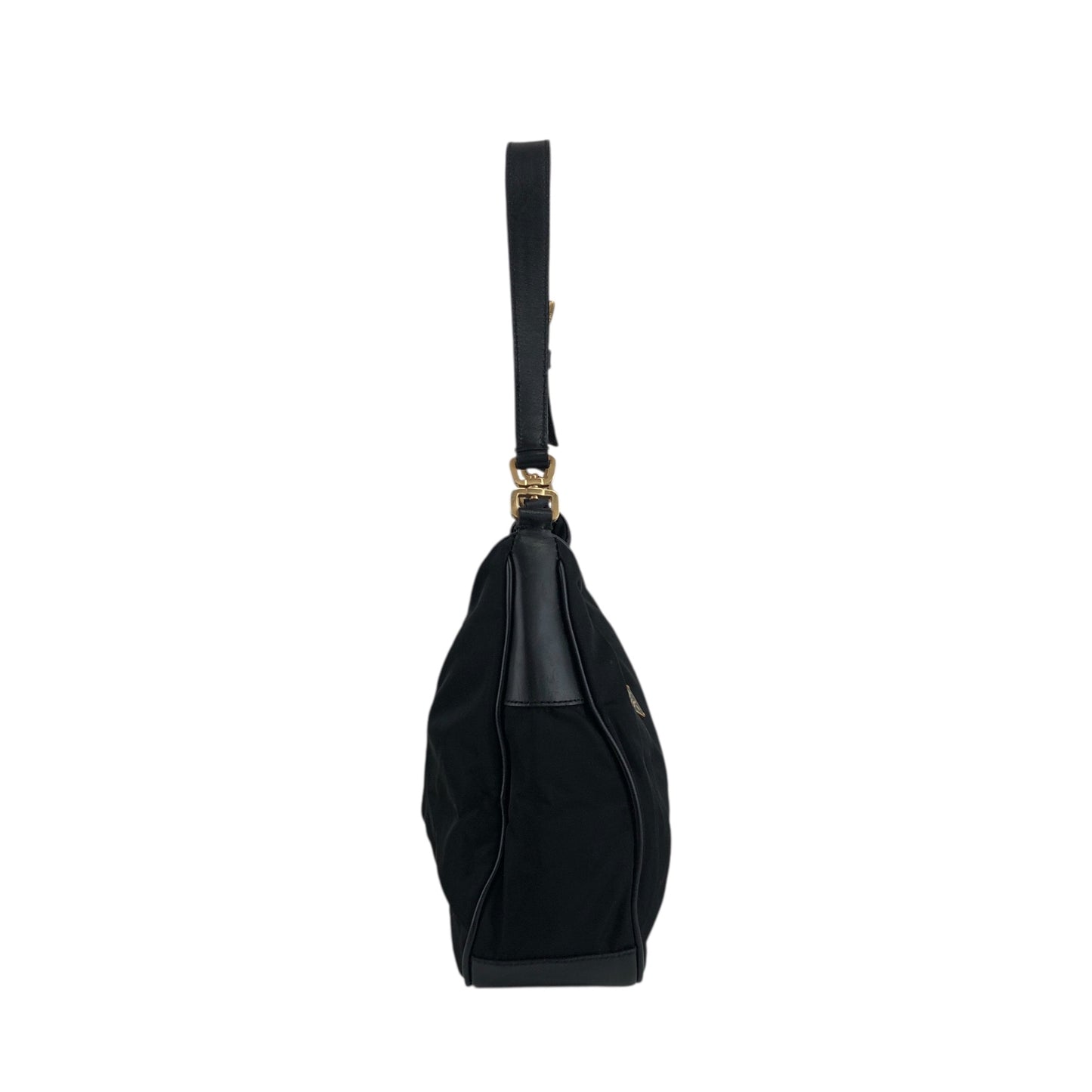 PRADA Tessuto Triangle Logo Turn Lock Shoulder bag Black Vintage 5mvw3a