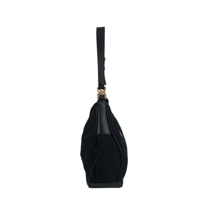 PRADA Tessuto Triangle Logo Turn Lock Shoulder bag Black Vintage 5mvw3a
