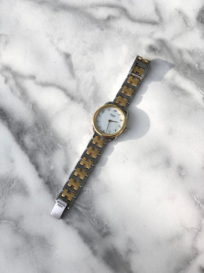 HERMES Arceau Steel Quartz Watch 784587 Silver Vintage 5v5ud6