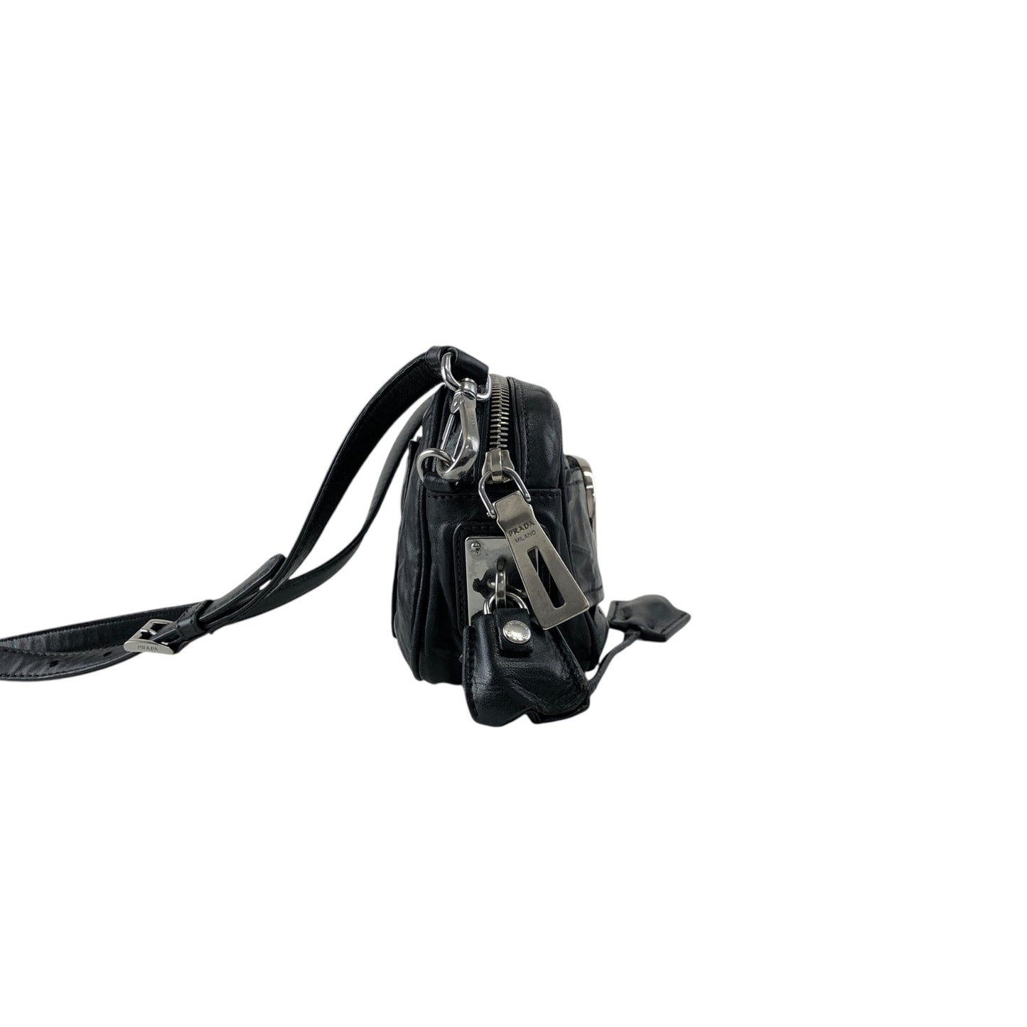 PRADA Buckle Shoulder bag Black Vintage cdnxfz