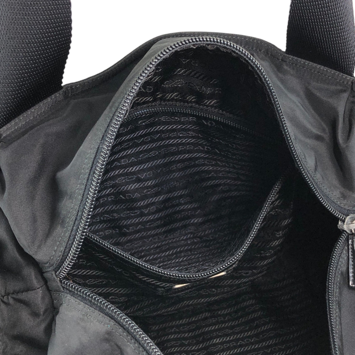PRADA Tessuto Triangle Logo Totebag Black Vintage hszfkc