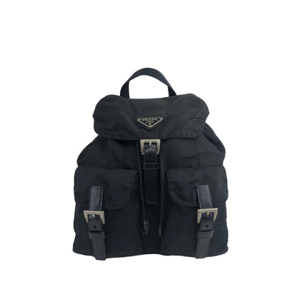 PRADA Triangle Logo Double Pocket  Backpack Black Vintage svzxry