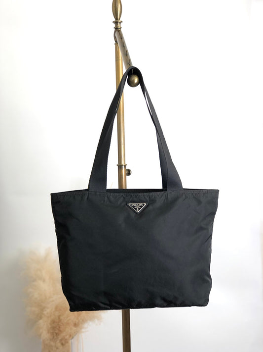 PRADA Tessuto Triangle Logo Totebag Black Vintage f5d8z2