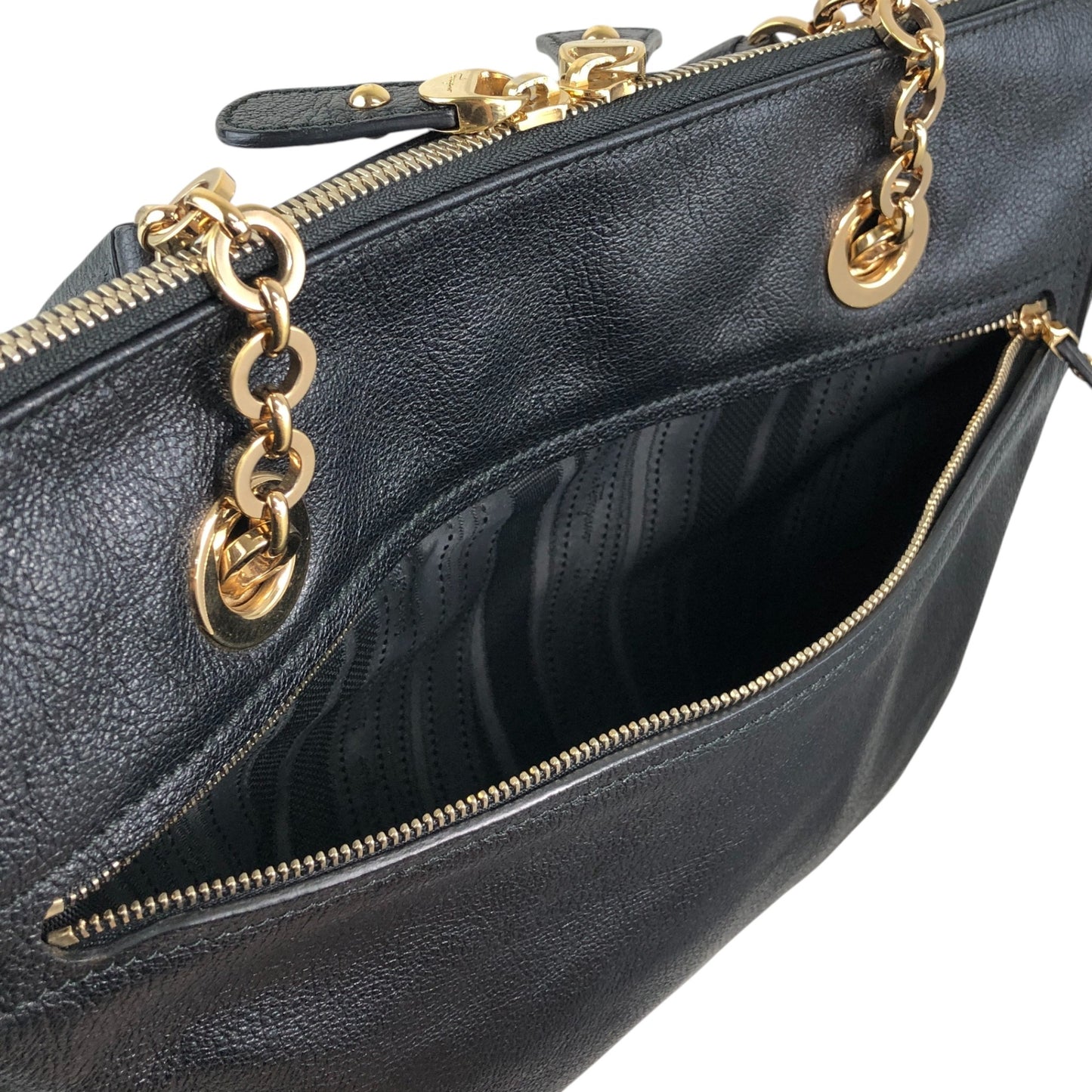Salvatore Ferragamo Gancini Handbag Black Vintage vbxnke