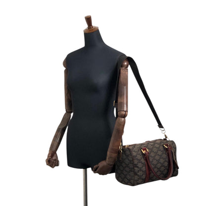 CELINE Triomphe Drawstring Handbag Shoulder bag Gray Vintage kpbwrw
