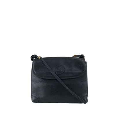 GUCCI Logo Embossed Shoulder bag Black Vintage awhzfg