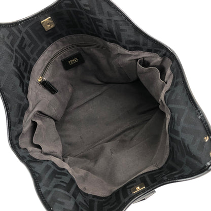 FENDI Zucca Front Buckle Handbag Black Vintage evvwep