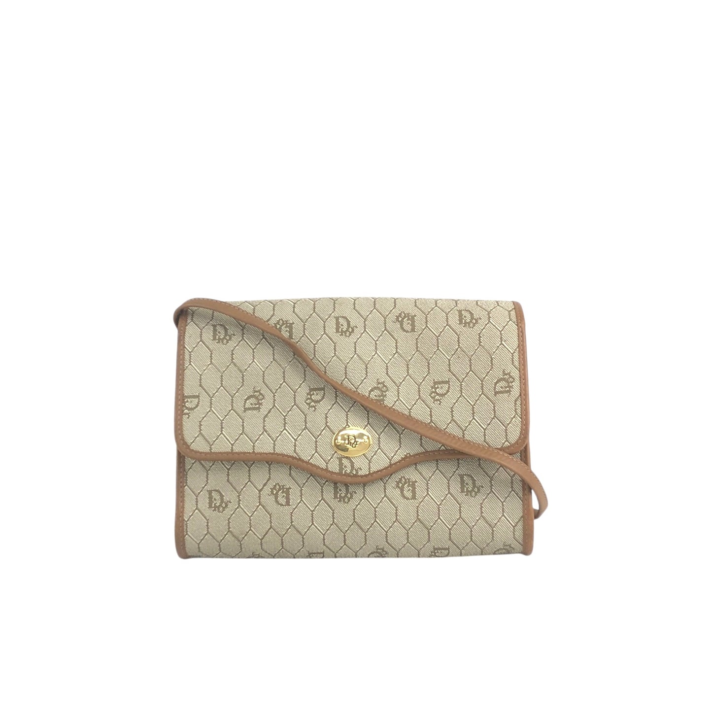 Christian Dior Honeycomb Pattern Shoulder bag Beige Vintage j4tc6b