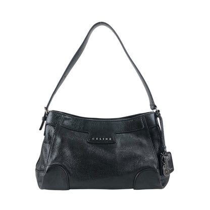 CELINE Horse Carriage Logo Handbag Hobobag Black Vintage hieixd