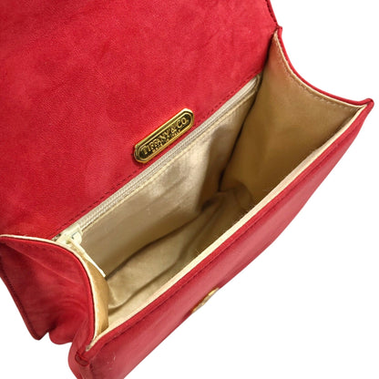 Tiffany & Co. Logo Small Chain Handbag Red Vintage gphne8