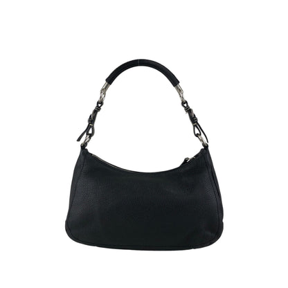 PRADA Triangle Logo Shoulder bag Hobobag Black Vintage 5at4nv