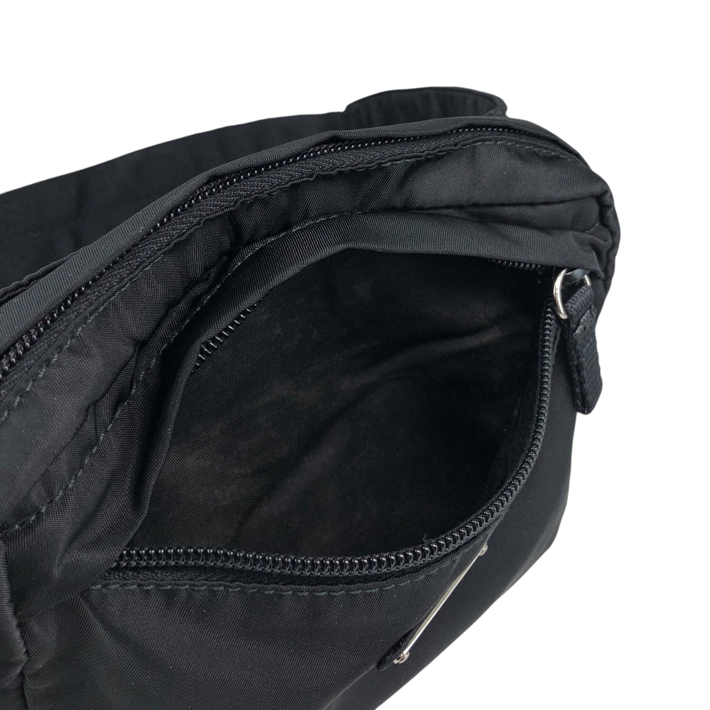 PRADA Tessuto Triangle Logo Sling bag Black V210 Vintage st4ma3