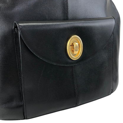 Christian Dior CD Logo Turn Lock Shoulder bag Black Vintage 7ng3ku