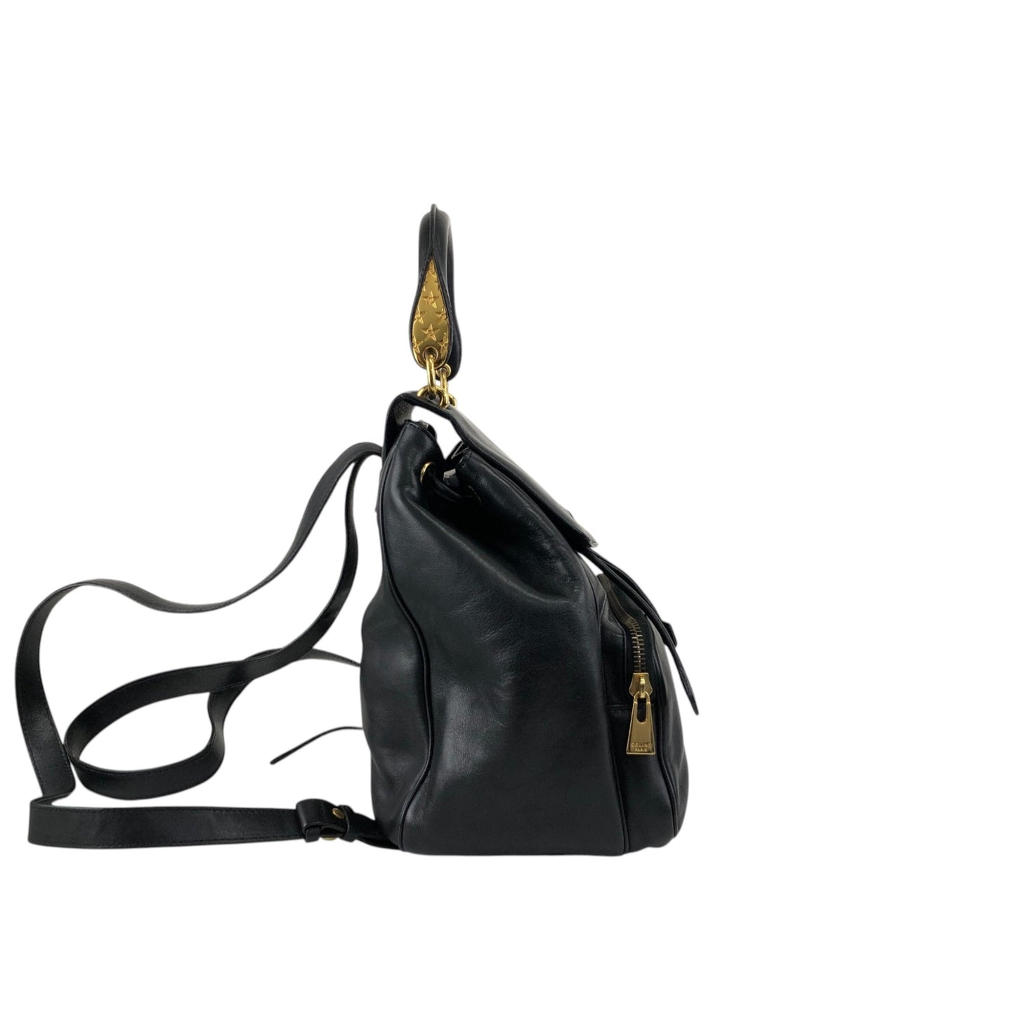 CELINE Starball Logo Embossed Backpack Black Vintage 66agh7