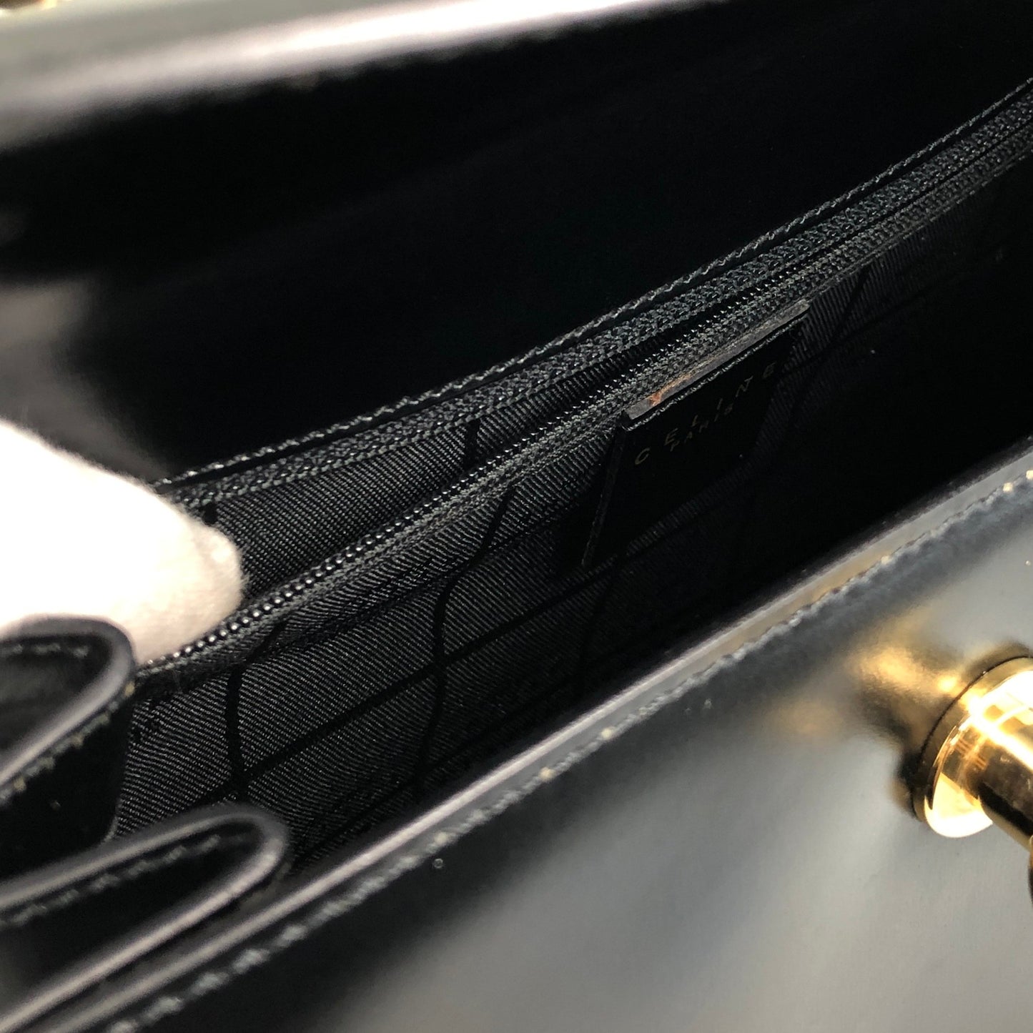 CELINE Gancini Two-way Handbag Shoulder bag Black Vintage nifgs8