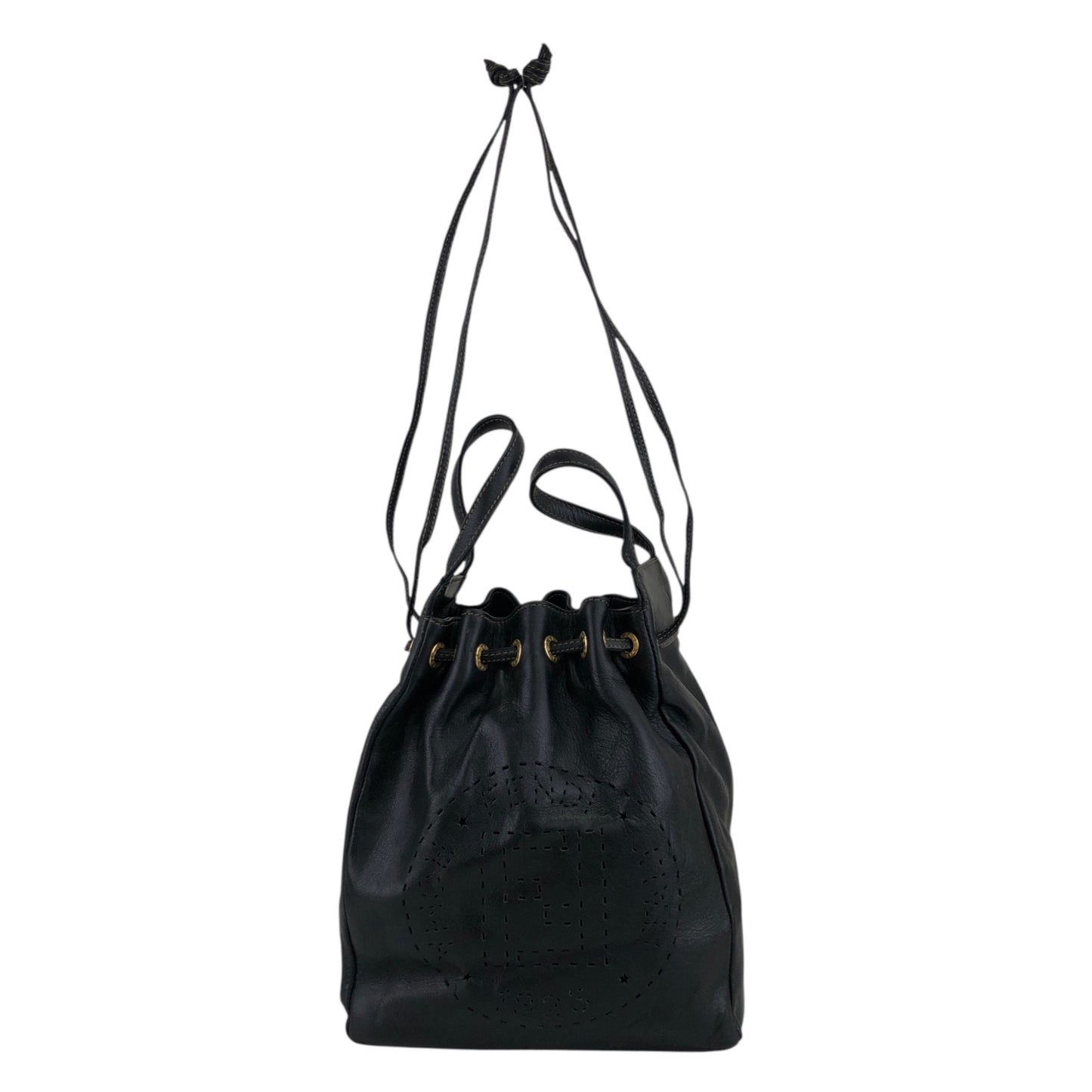 FENDI Logo Drawstring Shoulder bag Black Vintage 5bbkpm