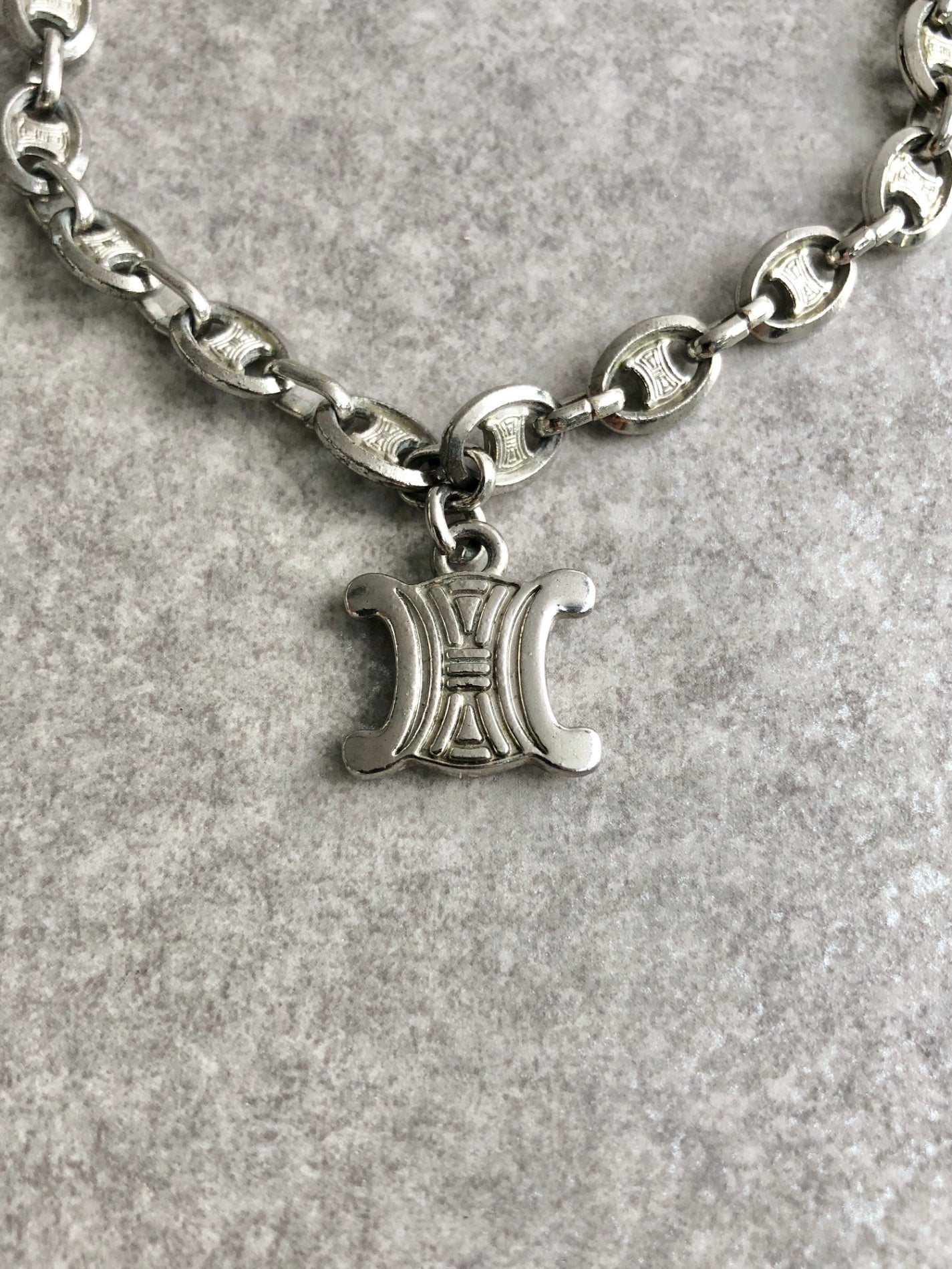 CELINE Triomphe Bracelet Silver Vintage t33dus