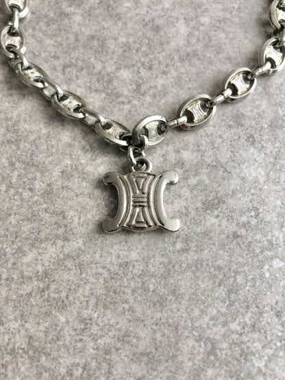 CELINE Triomphe Bracelet Silver Vintage t33dus