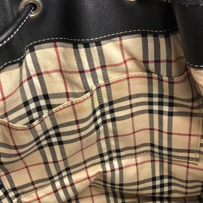 BURBERRY Nova Check Drawstring Shoulder bag Black Vintage 4iaxcb