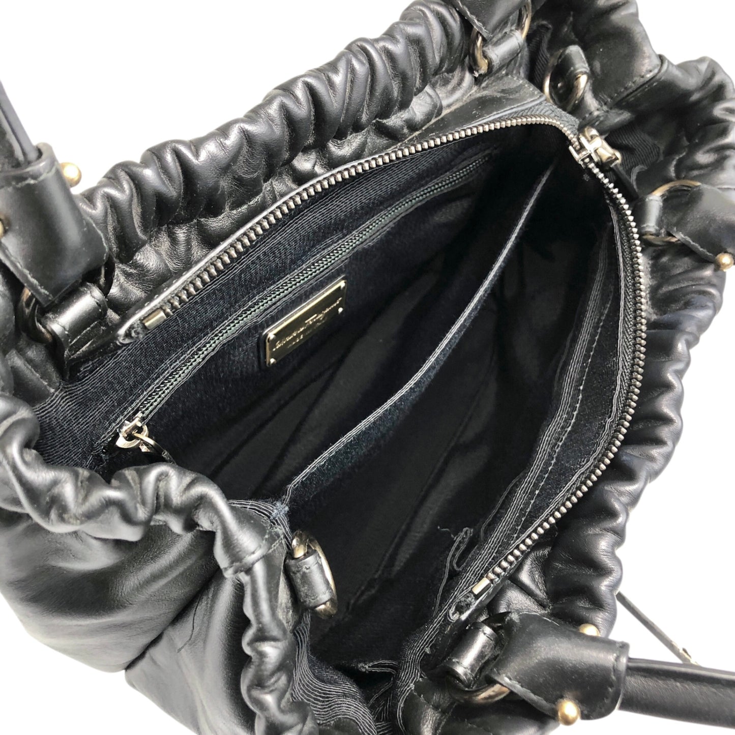 Salvatore Ferragamo Vala Ribbon Two-way Handbag Shoulder bag Black Vintage hdyv3c
