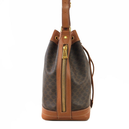 CELINE Macadam Blason  PVC Leather Drawstring Shoulder bag Brown Vintage 3z2thj