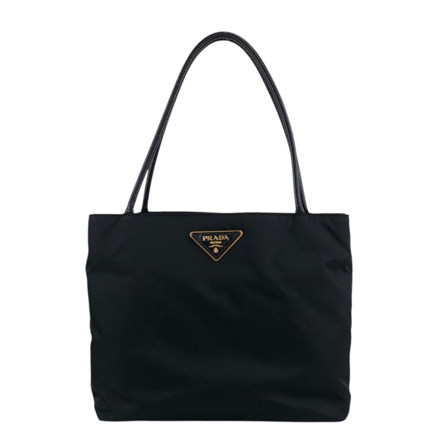 PRADA Tessuto Triangle Logo Totebag Black Vintage 2w8wct