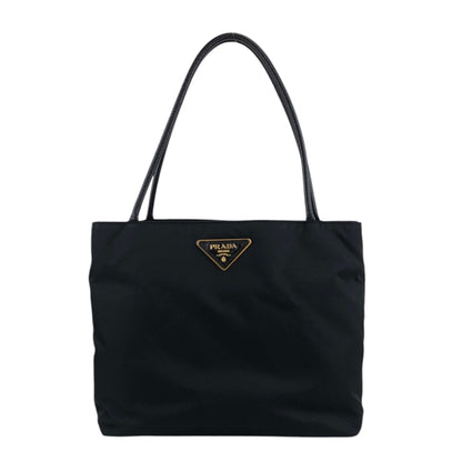 PRADA Tessuto Triangle Logo Totebag Black Vintage 2w8wct