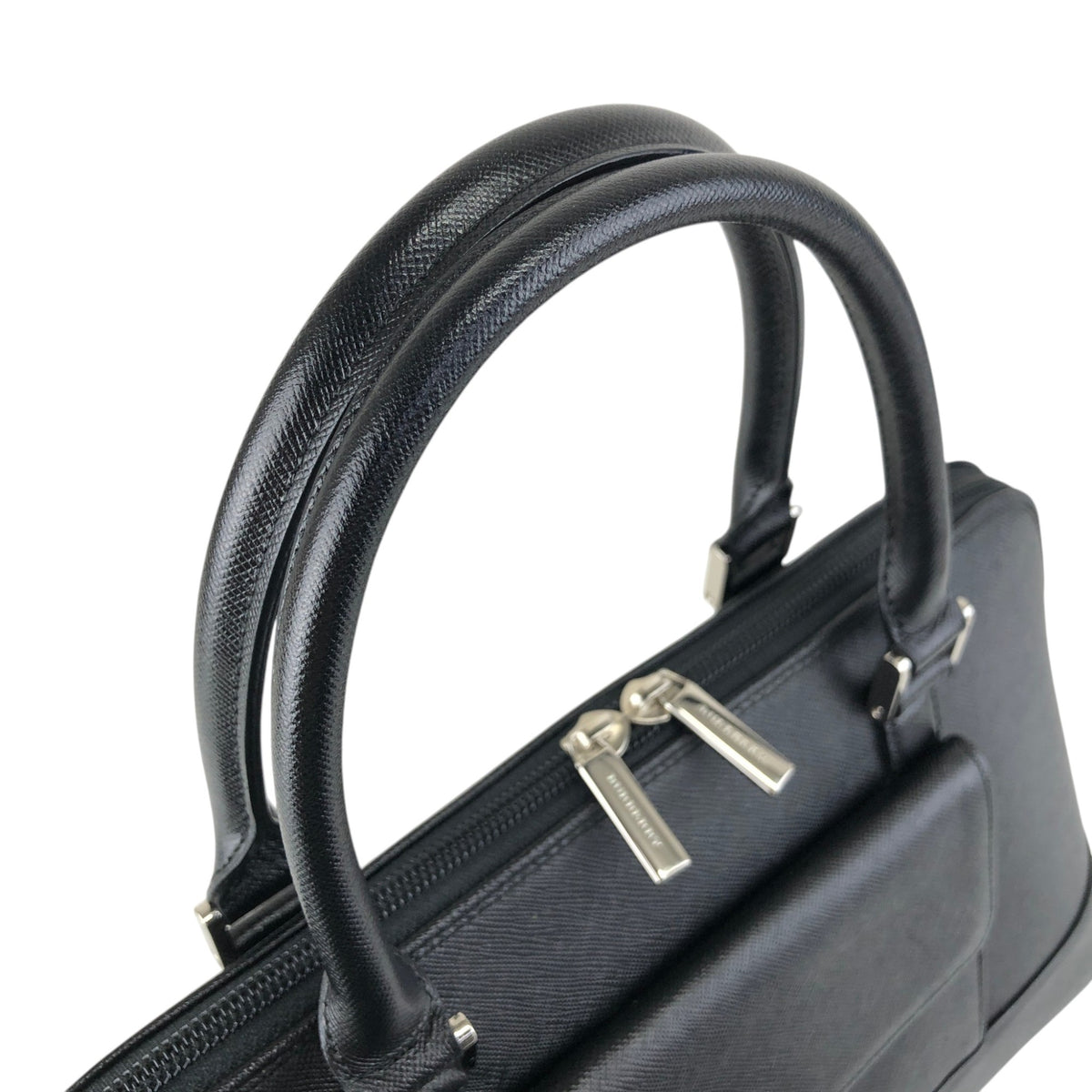 BURBERRY Logo Front Pocket Handbag Black Vintage rvwki4