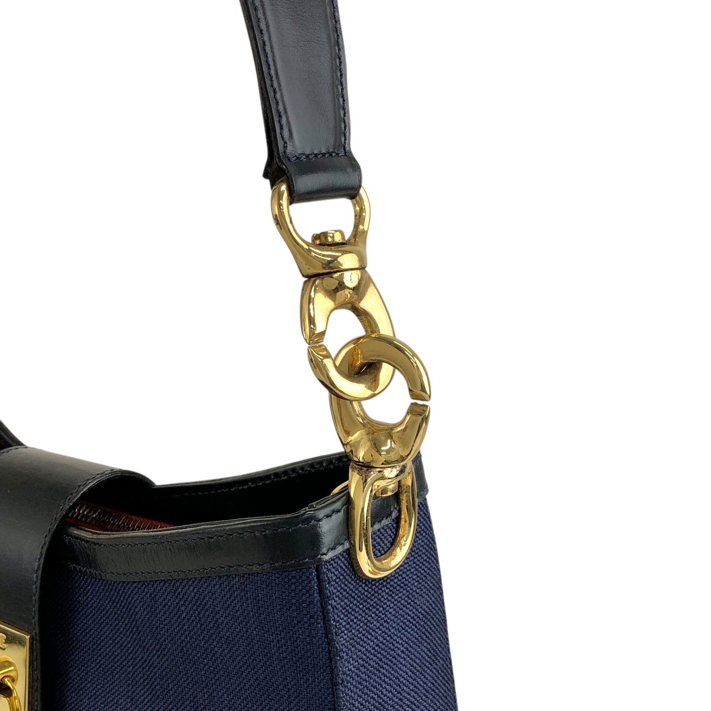CELINE Gancini Shoulder bag Navy Vintage nnpwss