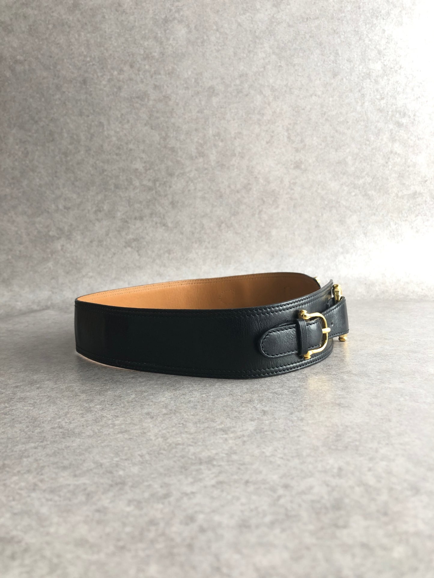 CELINE Horse Bit Belt Black Vintage 3xm745