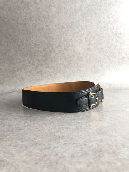 CELINE Horse Bit Belt Black Vintage 3xm745