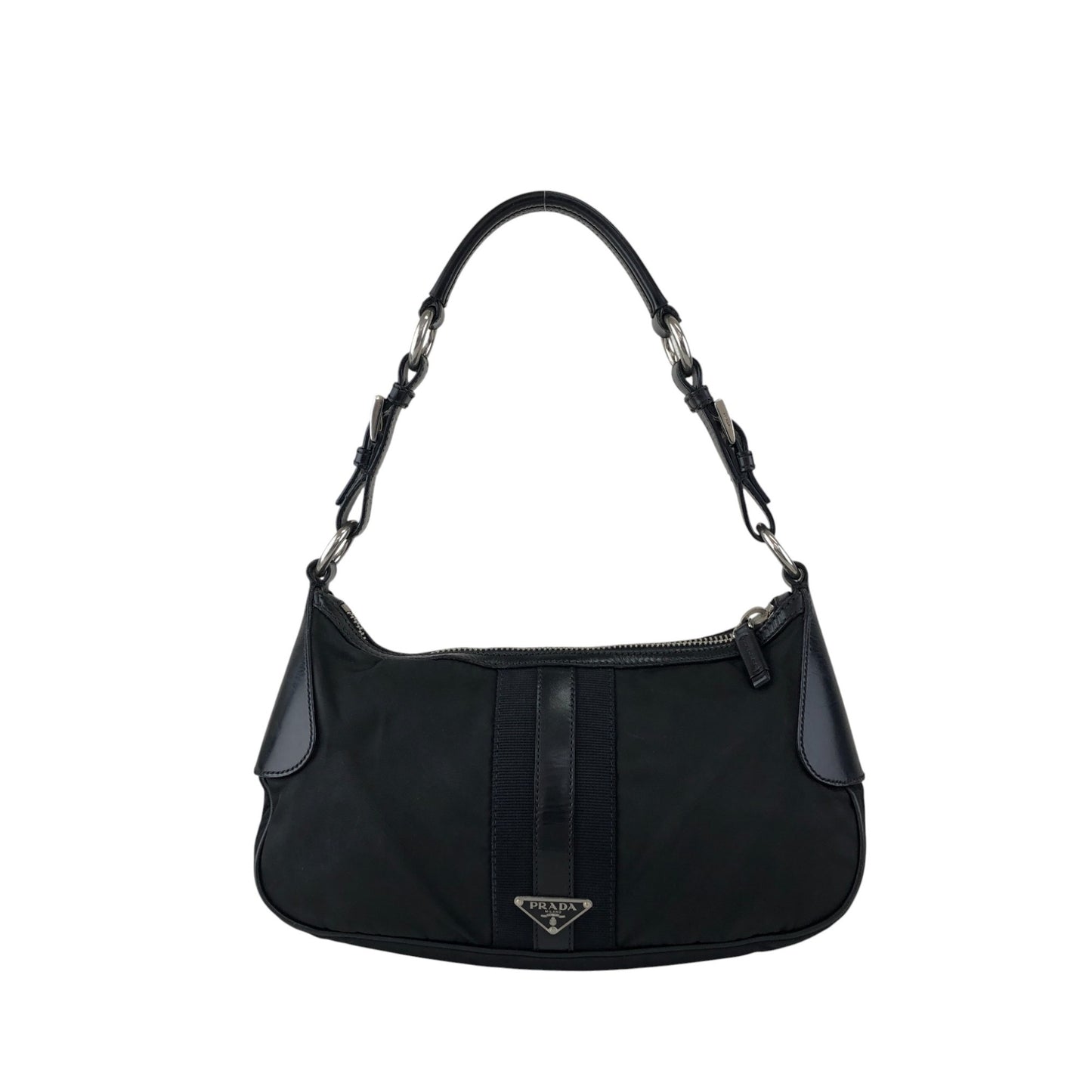 PRADA Tessuto Triangle Logo Shoulder bag Black Vintage prm6ap