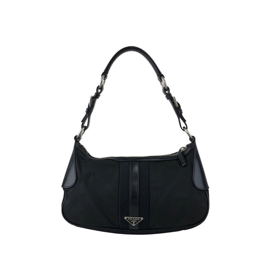 PRADA Tessuto Triangle Logo Shoulder bag Black Vintage prm6ap