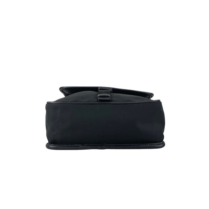 PRADA Tessuto Triangle Logo Front Buckle Shoulder bag Black Vintage 78def6