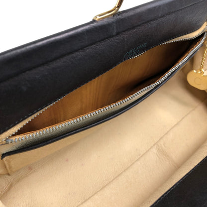 CELINE Triomphe Metal Closure Shoulder bag Black Vintage vxya2a