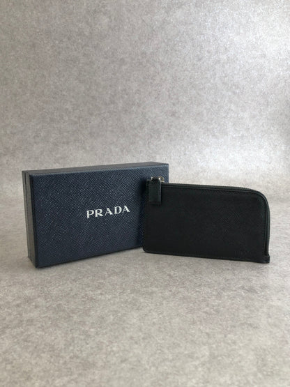 PRADA Logo Embossed Coin Purse Black Vintage sd5ziu