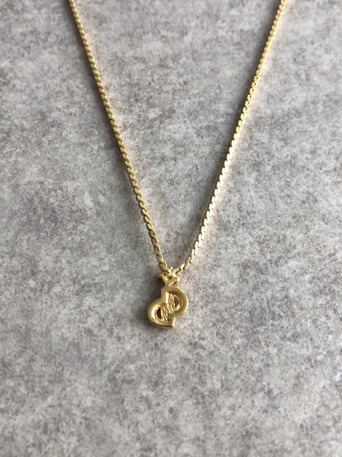Christian Dior CD Logo Rhinestone Necklace Gold Vintage ku6w87