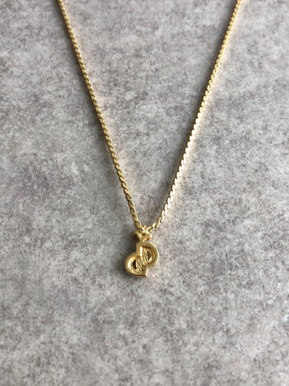 Christian Dior CD Logo Rhinestone Necklace Gold Vintage ku6w87