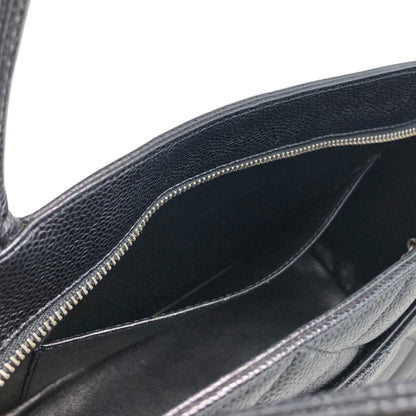 CHANEL Coco Mark Caviar Leather Handbag Black Vintage c6sifv
